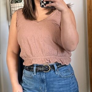 Neon Soul 100% cotton Eyelet Crop Tank. S